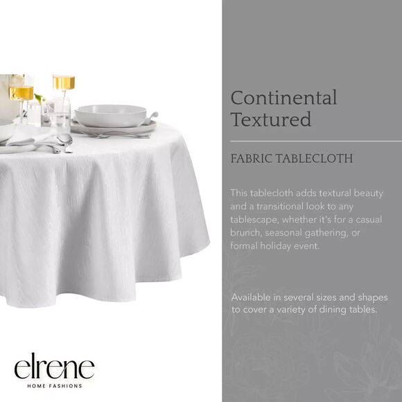 New Elrene Home Fashions Continental Solid White Textured Oval 60x84 Tablecloth - Picture 2 of 5